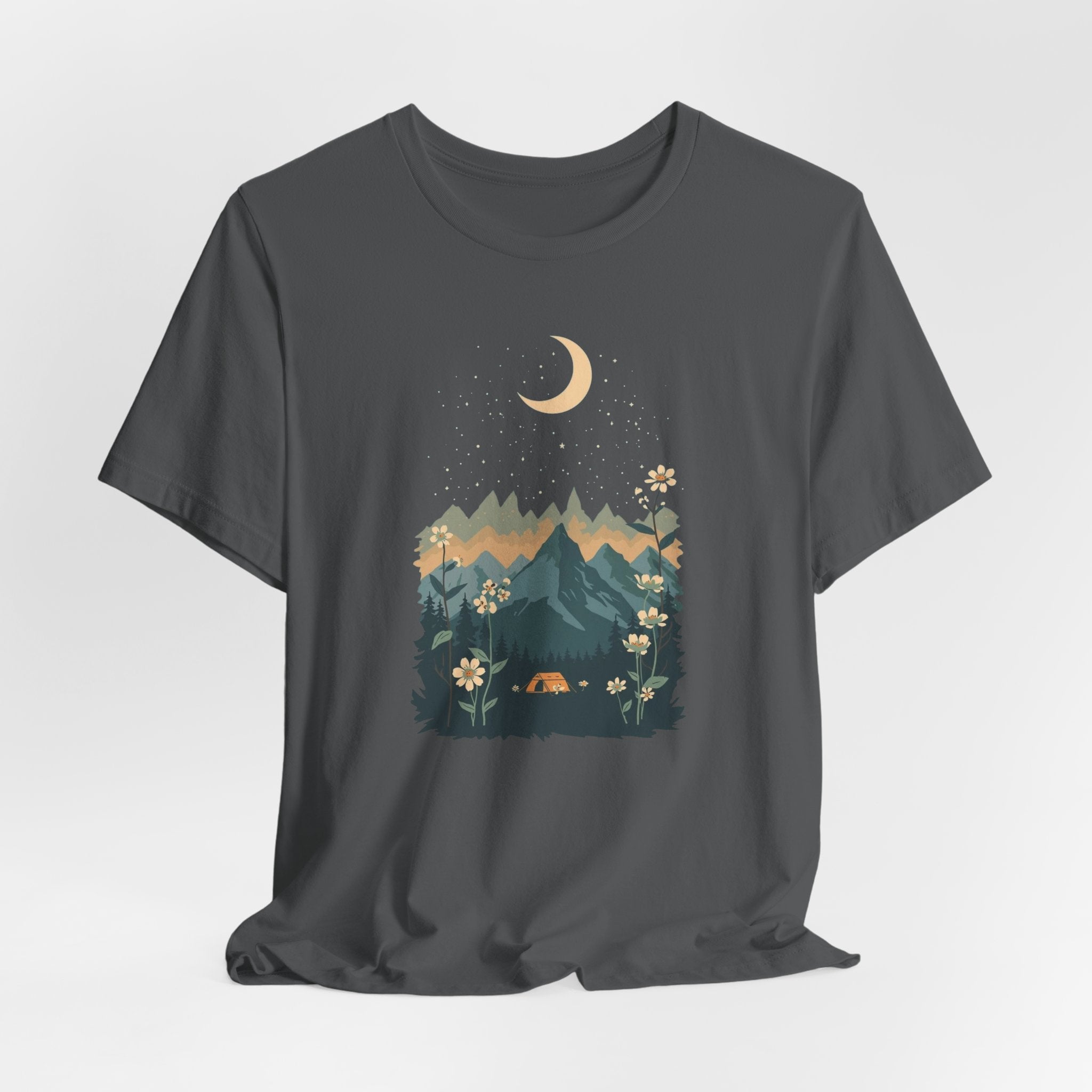 Moonlit Mountain Camping Graphic T-Shirt