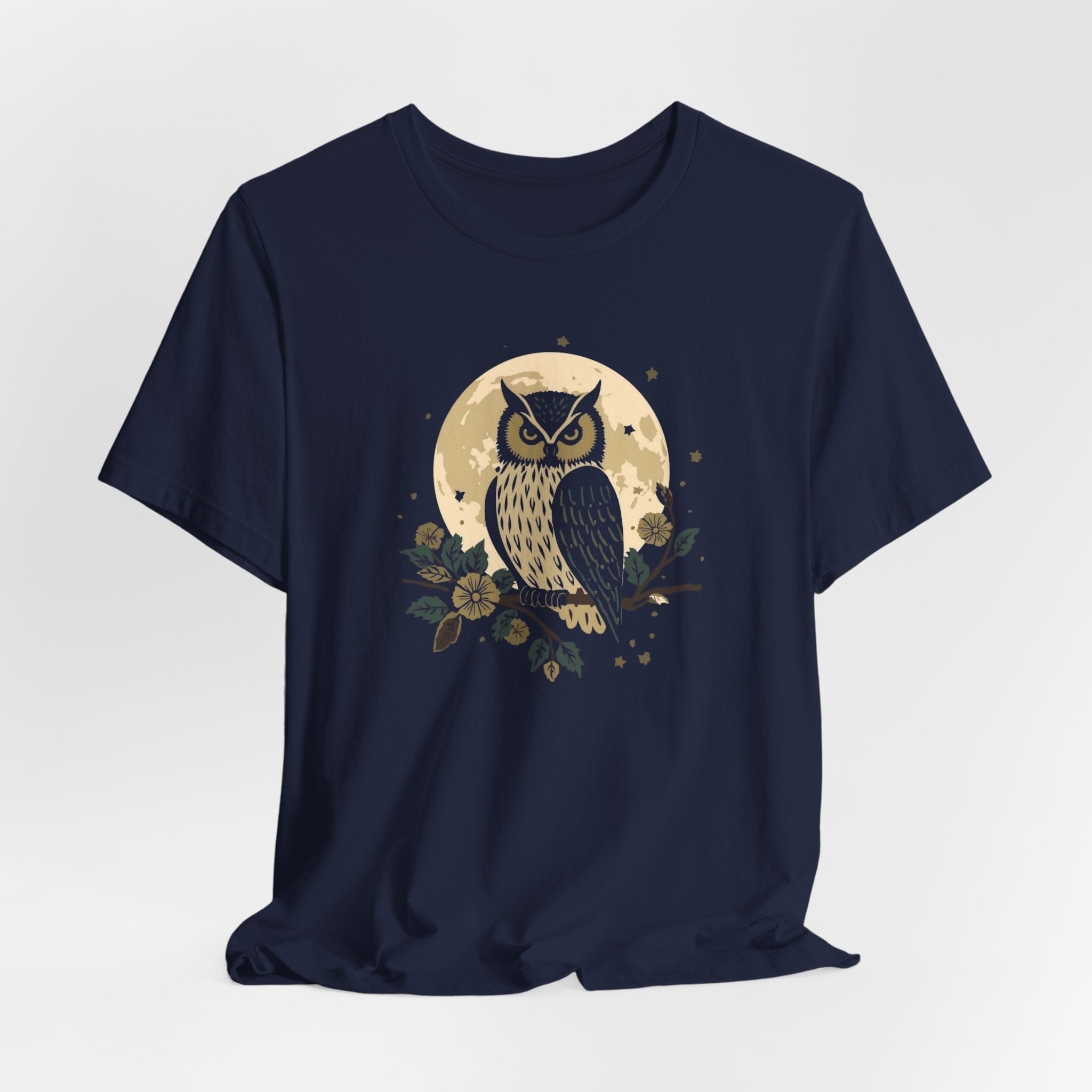 Moonlit Owl Botanical Graphic T-Shirt