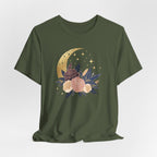 Golden Moon & Roses Celestial Graphic T-Shirt