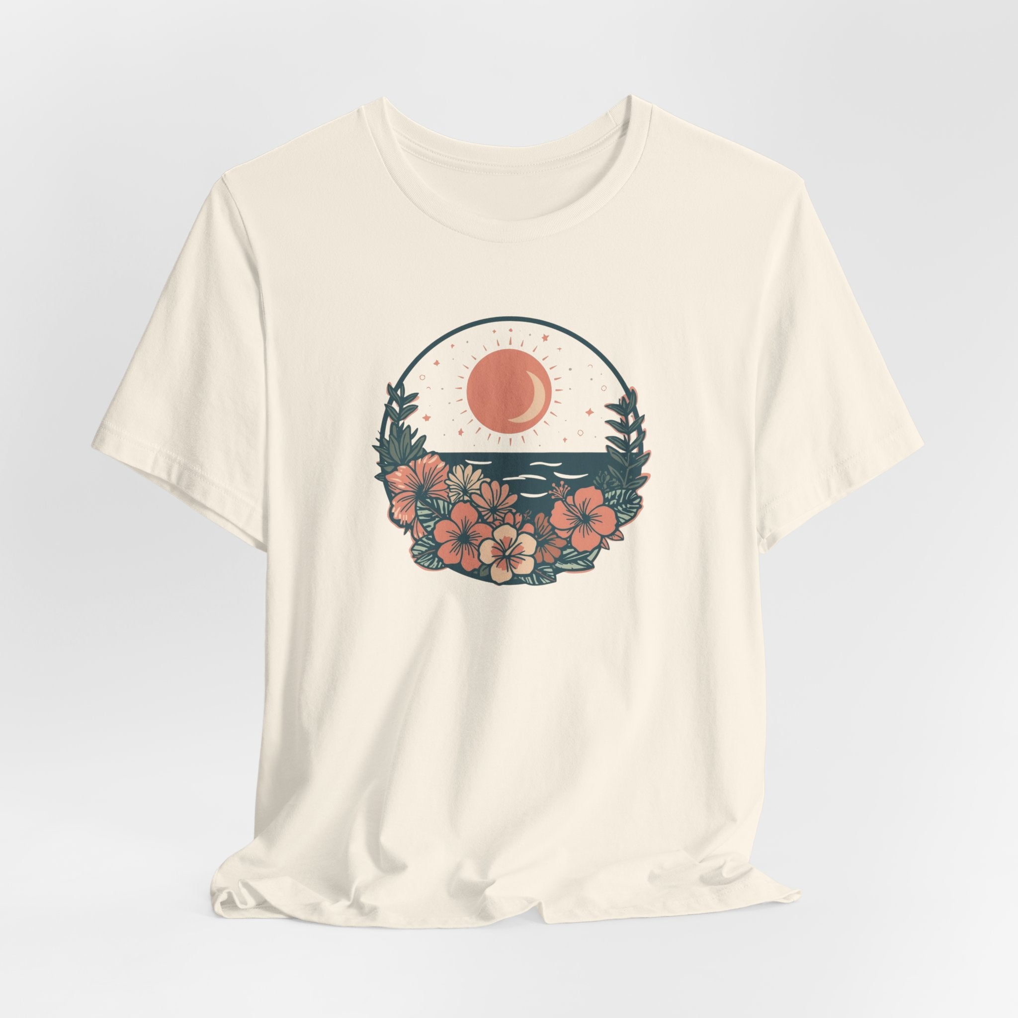 Sunset Ocean Moon Floral T-Shirt