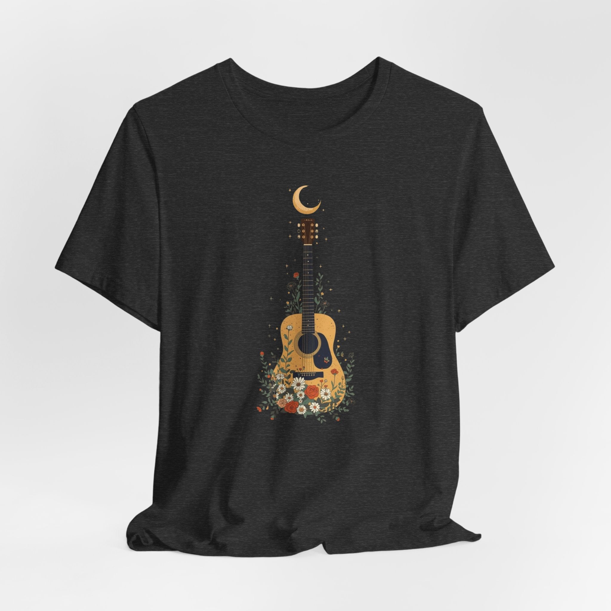 Celestial Floral Guitar Graphic T-Shirt