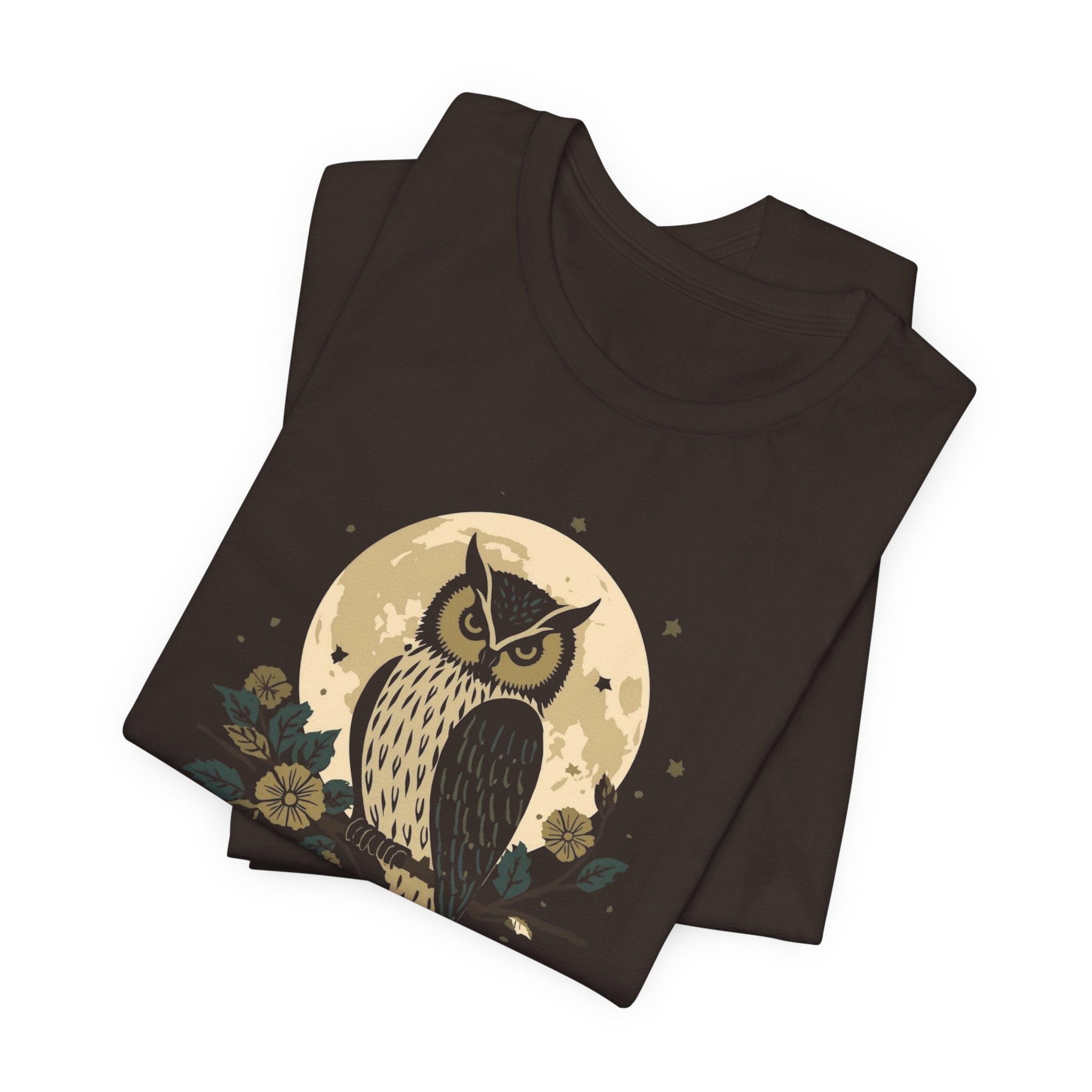Moonlit Owl Botanical Graphic T-Shirt