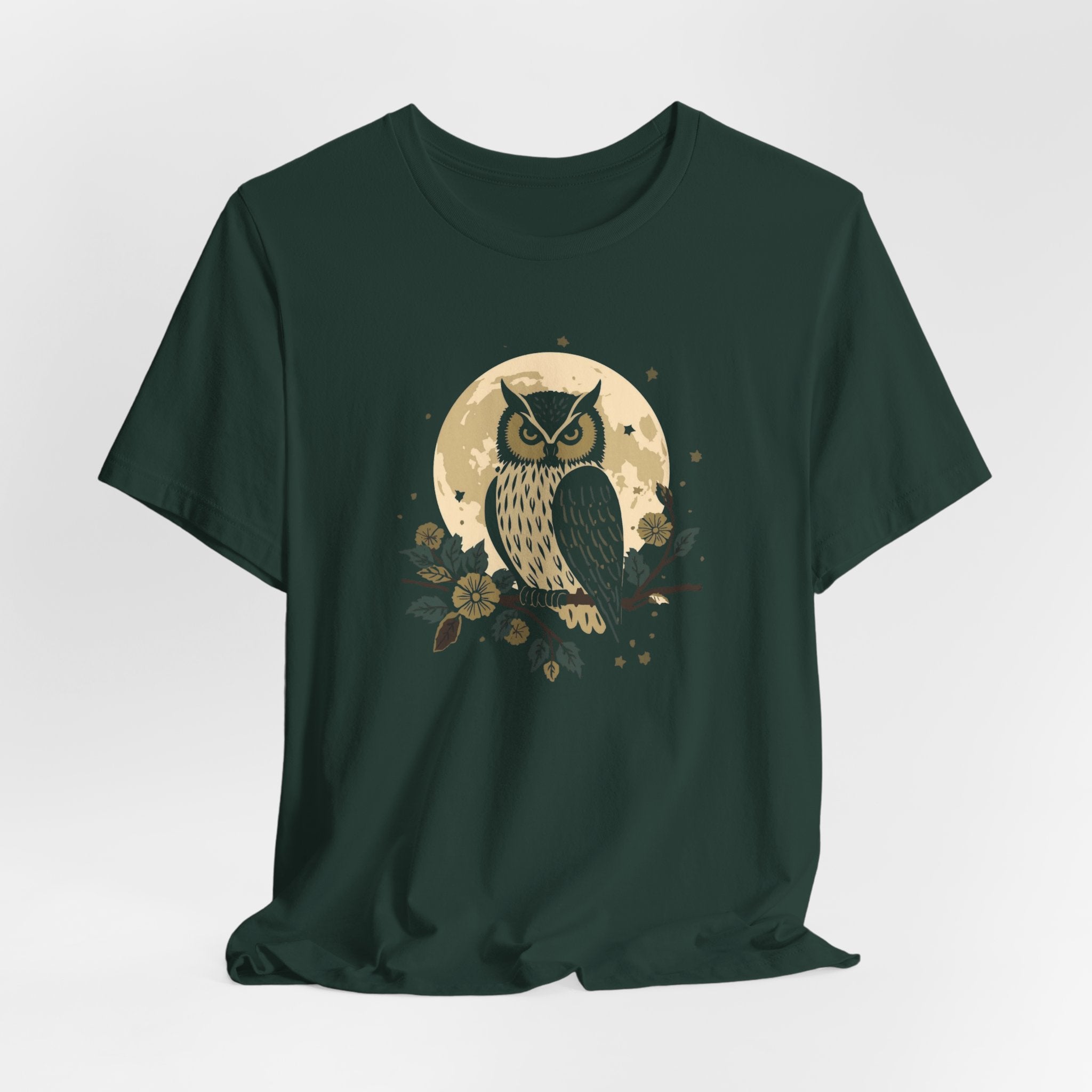 Moonlit Owl Botanical Graphic T-Shirt