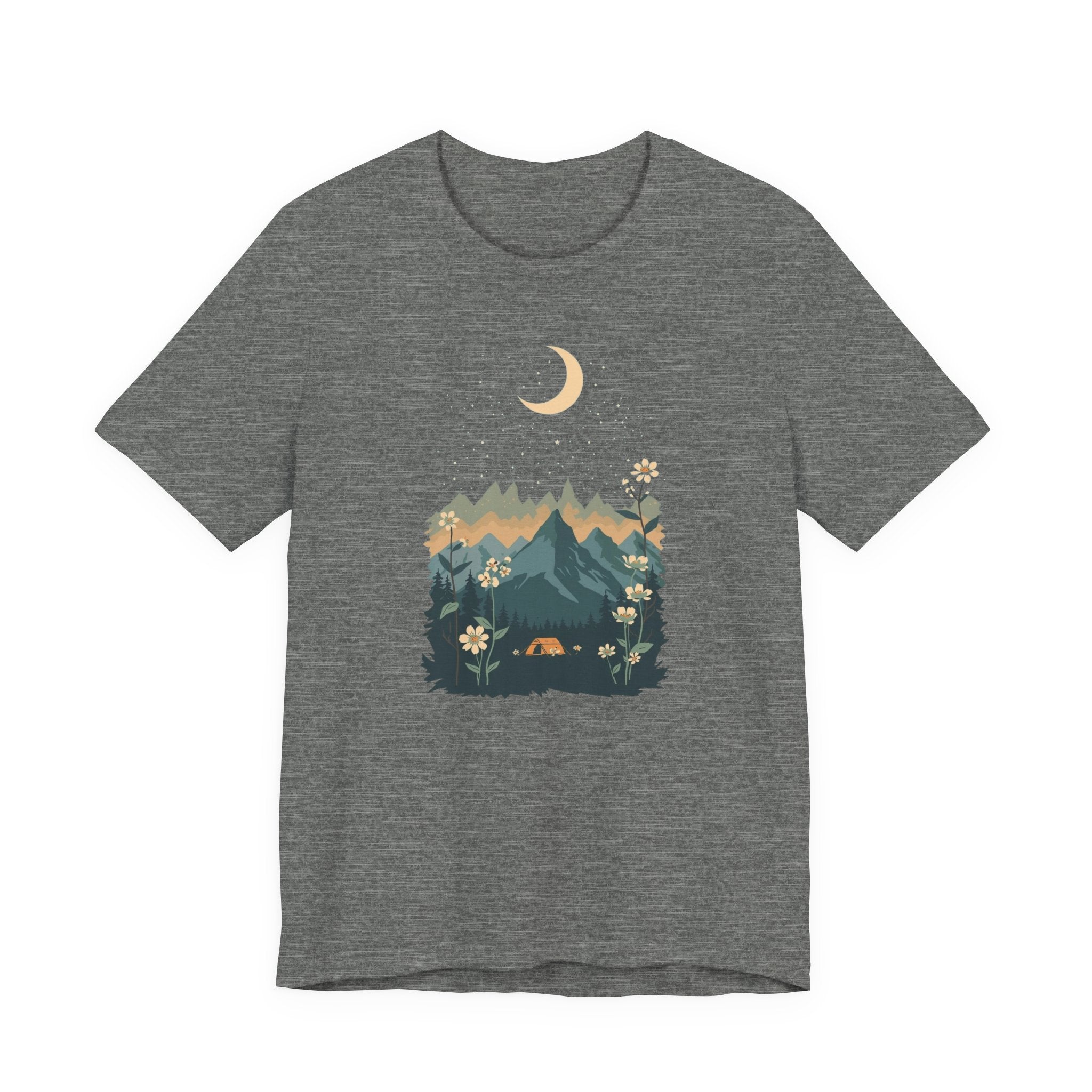 Moonlit Mountain Camping Graphic T-Shirt
