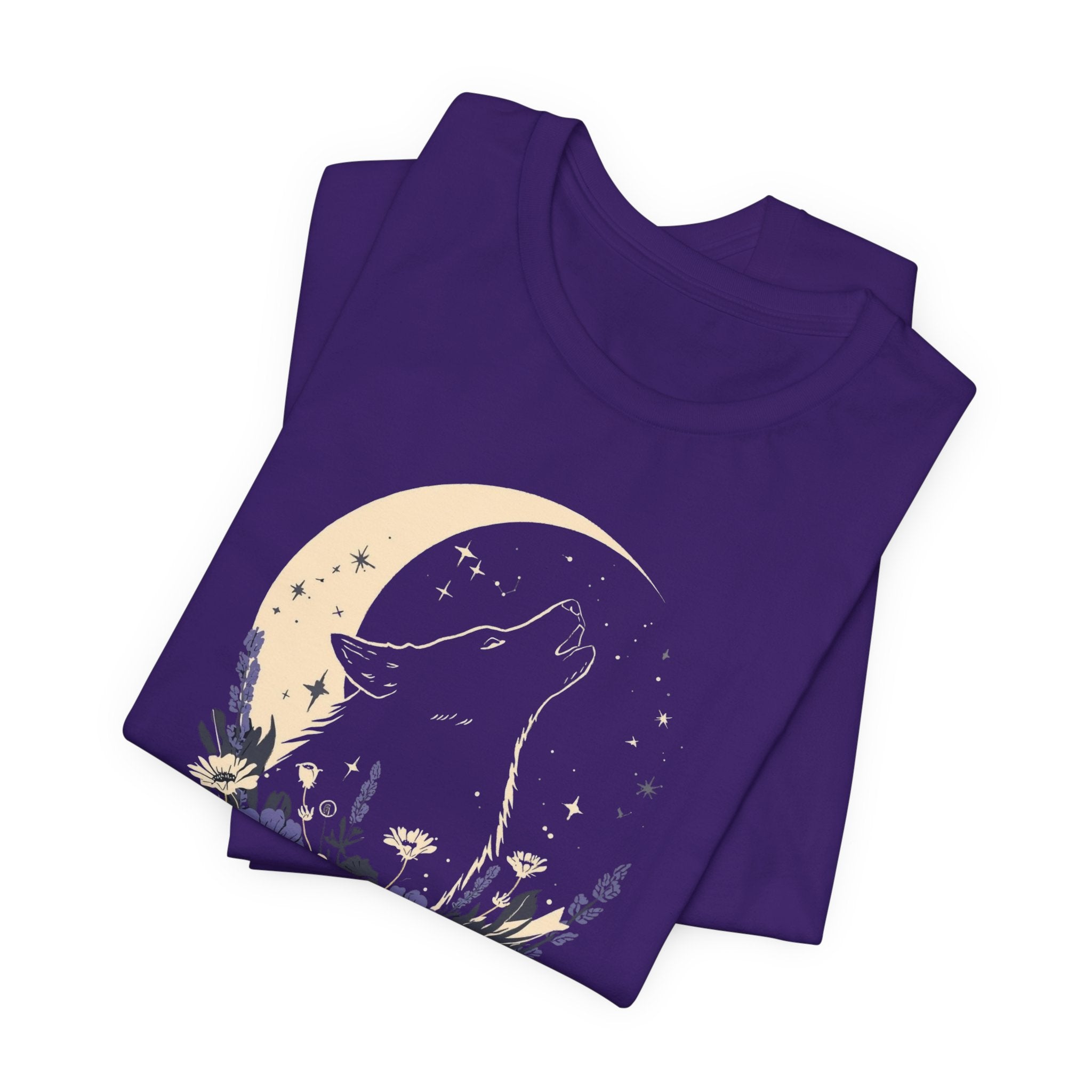 Moonlit Wolf Wildflower Graphic T-Shirt