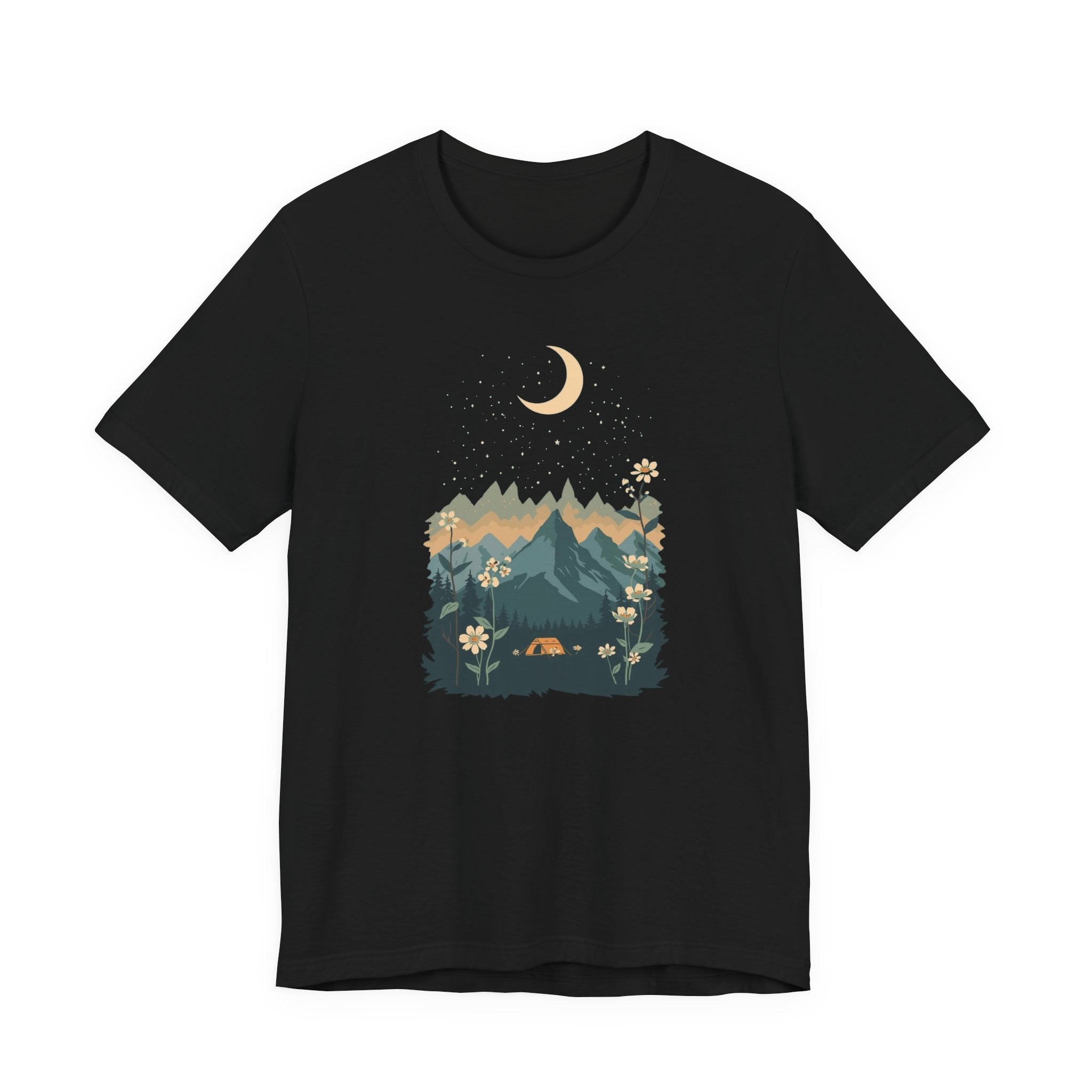 Moonlit Mountain Camping Graphic T-Shirt