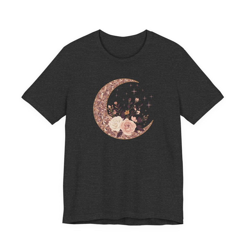 Rose Gold Celestial Moon Floral Graphic T-Shirt