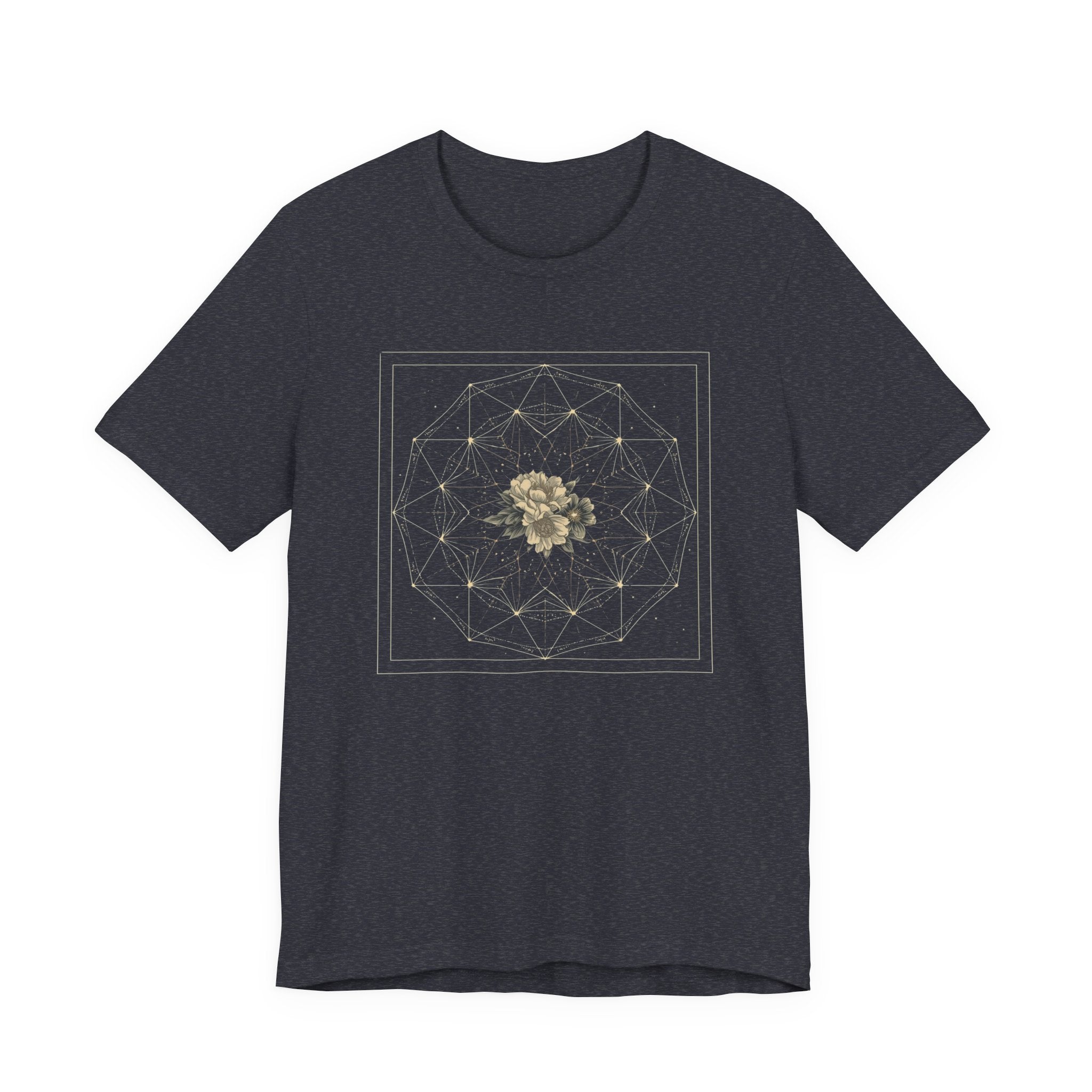 Sacred Geometry Floral Mandala Celestial Graphic T-Shirt