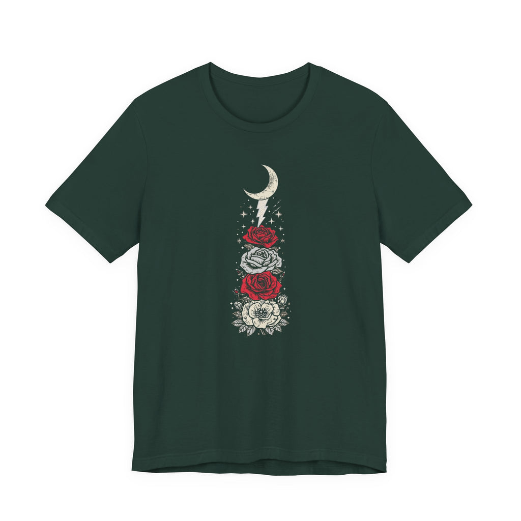 Moon & Lightning Rose Graphic T-Shirt