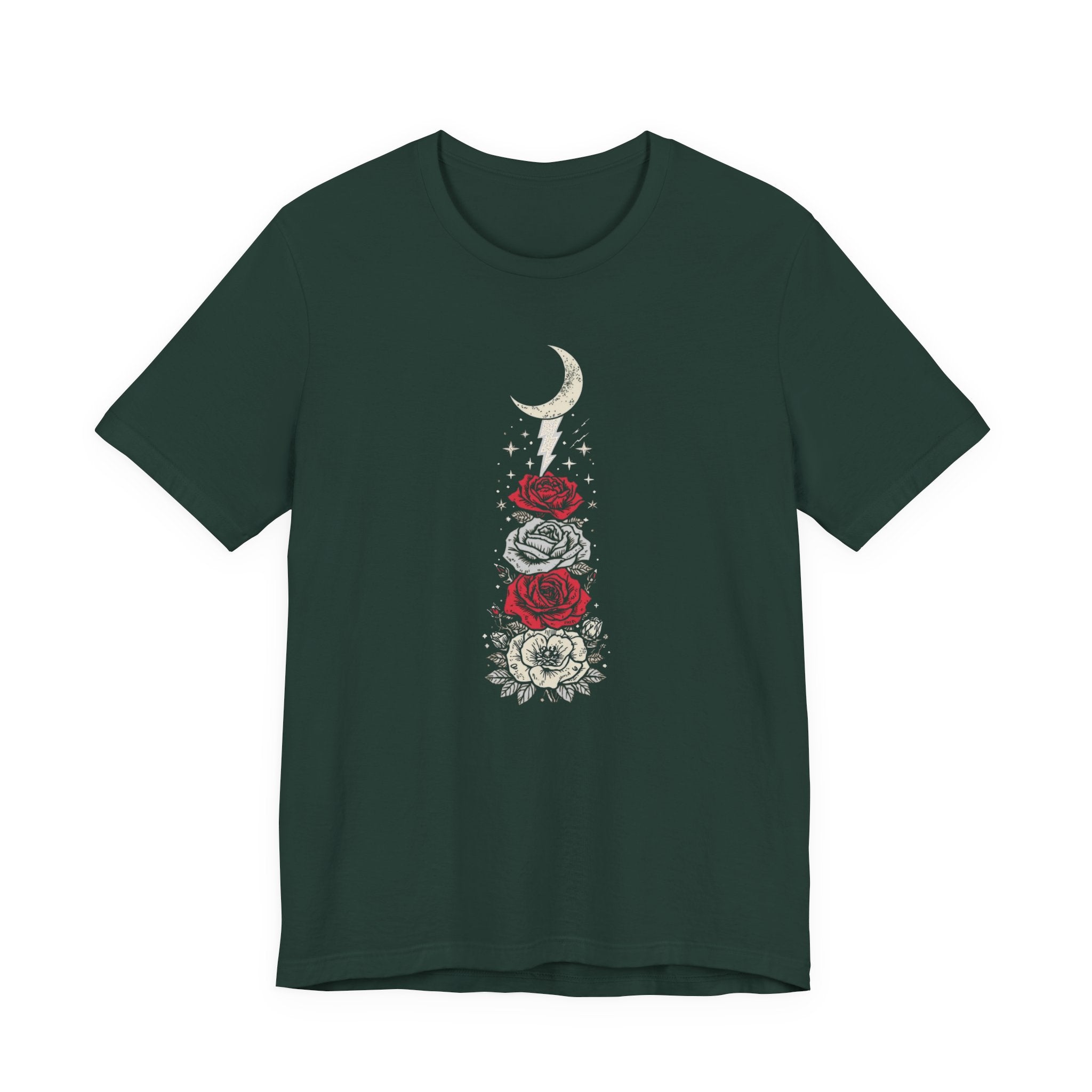 Moon & Lightning Rose Graphic T-Shirt