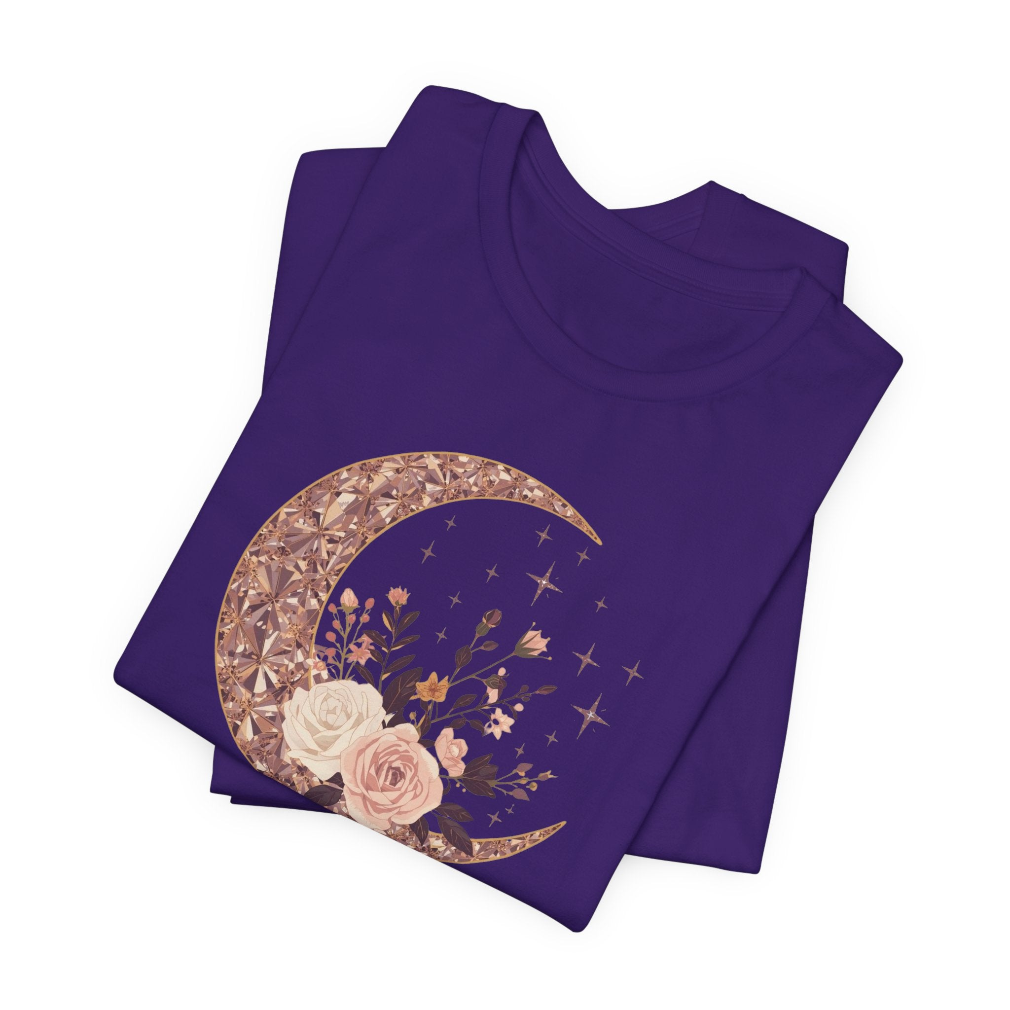 Rose Gold Celestial Moon Floral Graphic T-Shirt