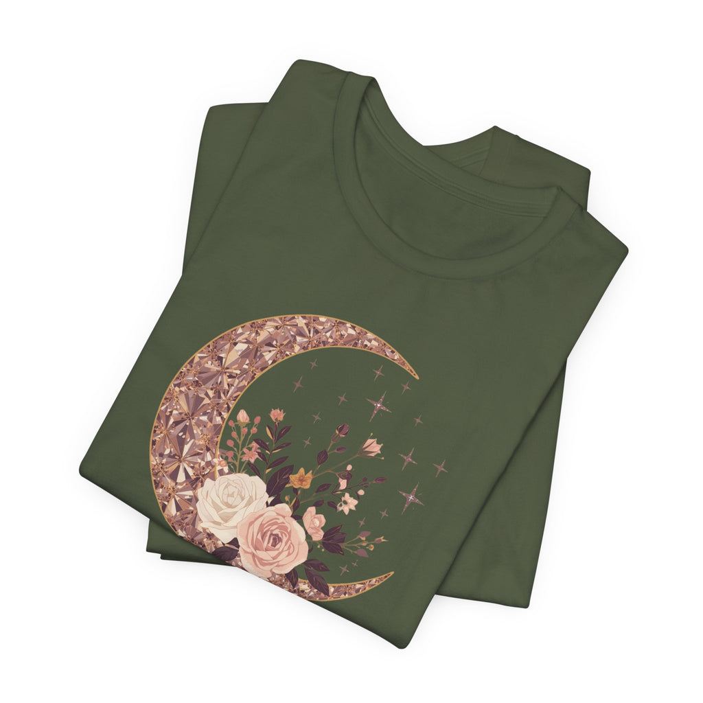 Rose Gold Celestial Moon Floral Graphic T-Shirt
