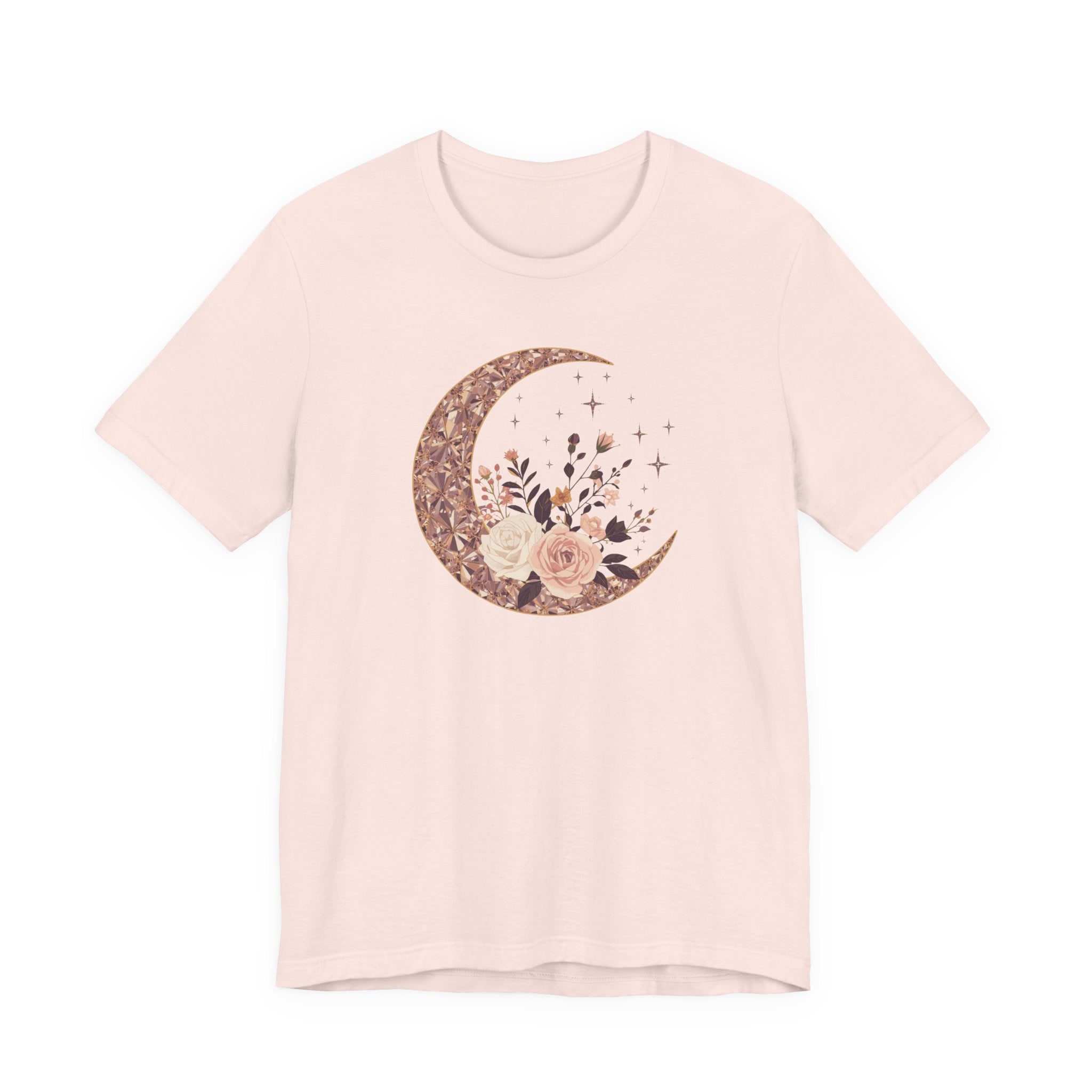 Rose Gold Celestial Moon Floral Graphic T-Shirt