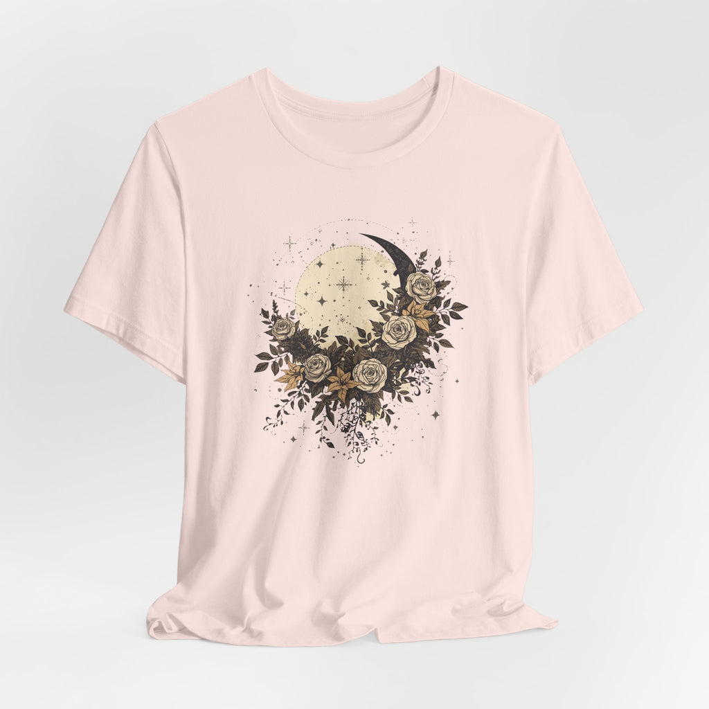 Celestial Moon & Roses Graphic T-Shirt