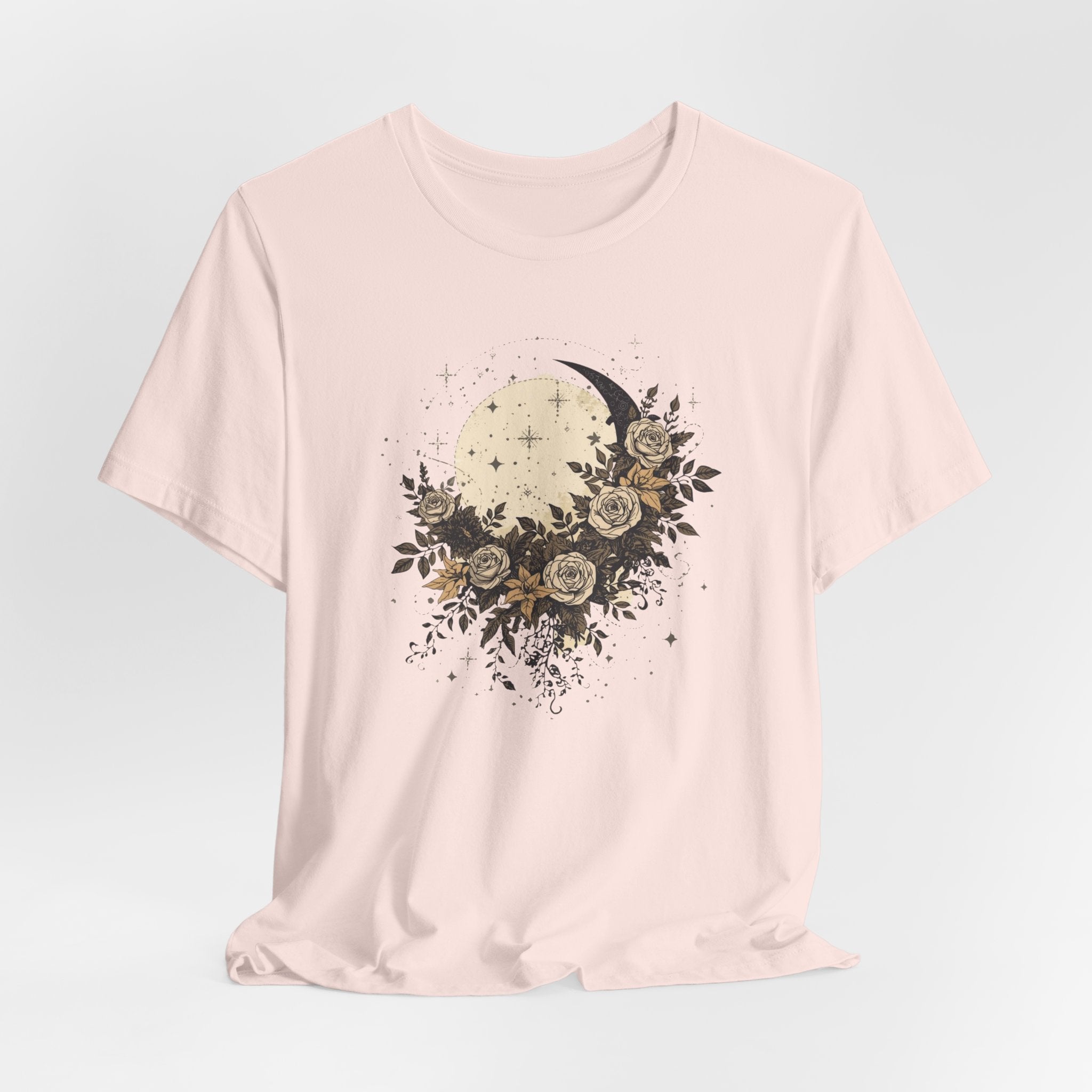 Celestial Moon & Roses Graphic T-Shirt
