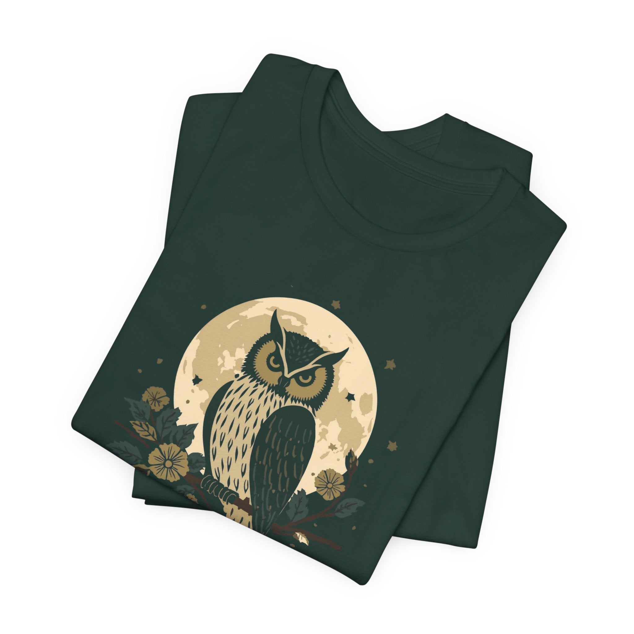 Moonlit Owl Botanical Graphic T-Shirt