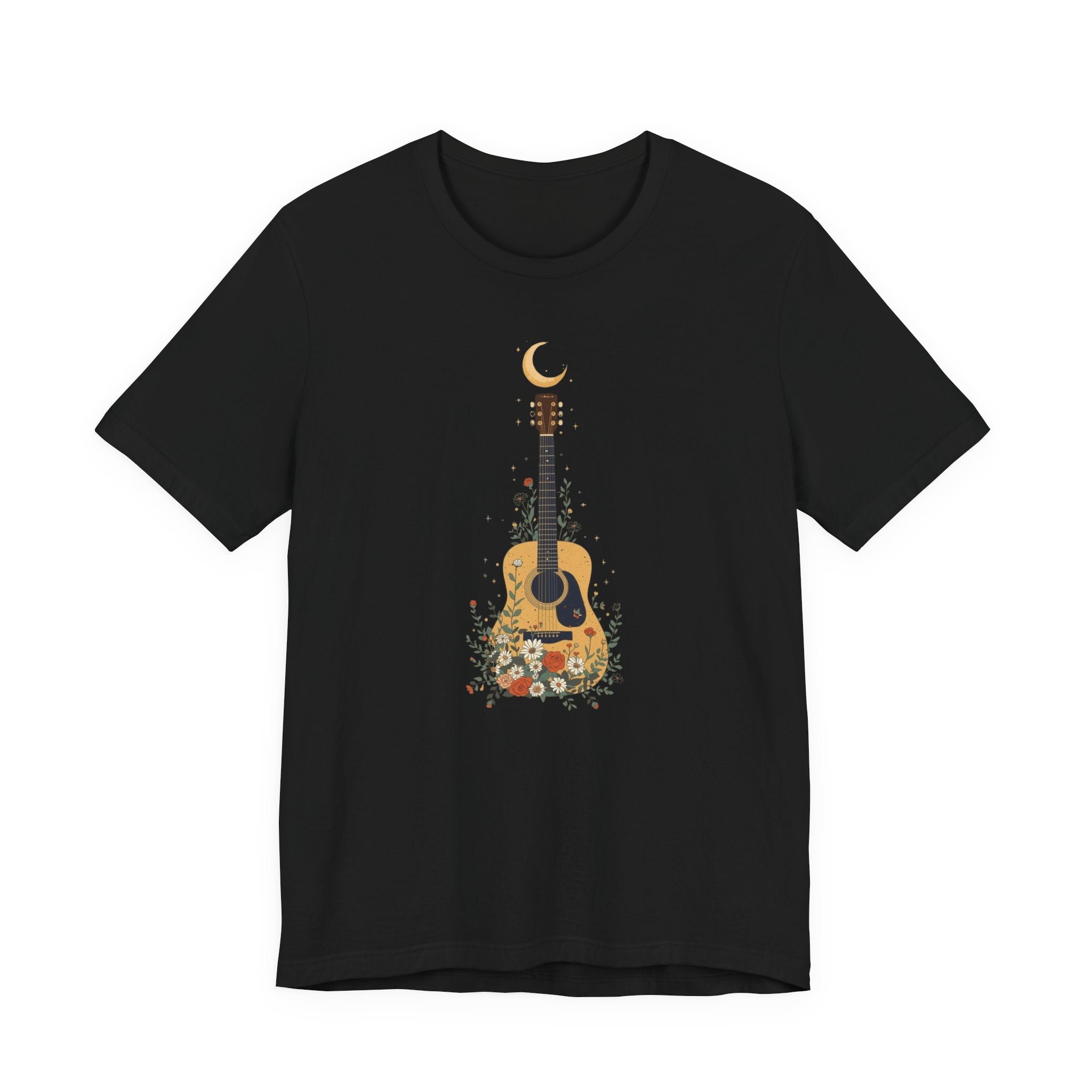 Celestial Floral Guitar Graphic T-Shirt