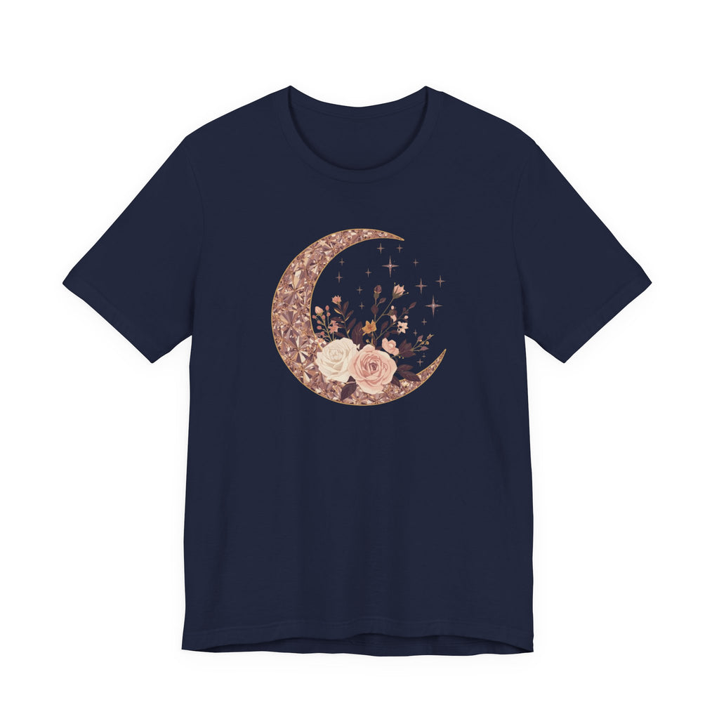 Rose Gold Celestial Moon Floral Graphic T-Shirt