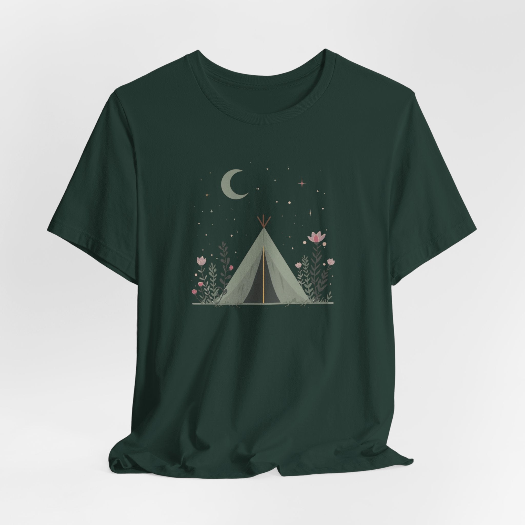 Moonlit Camping Tent Graphic T-Shirt