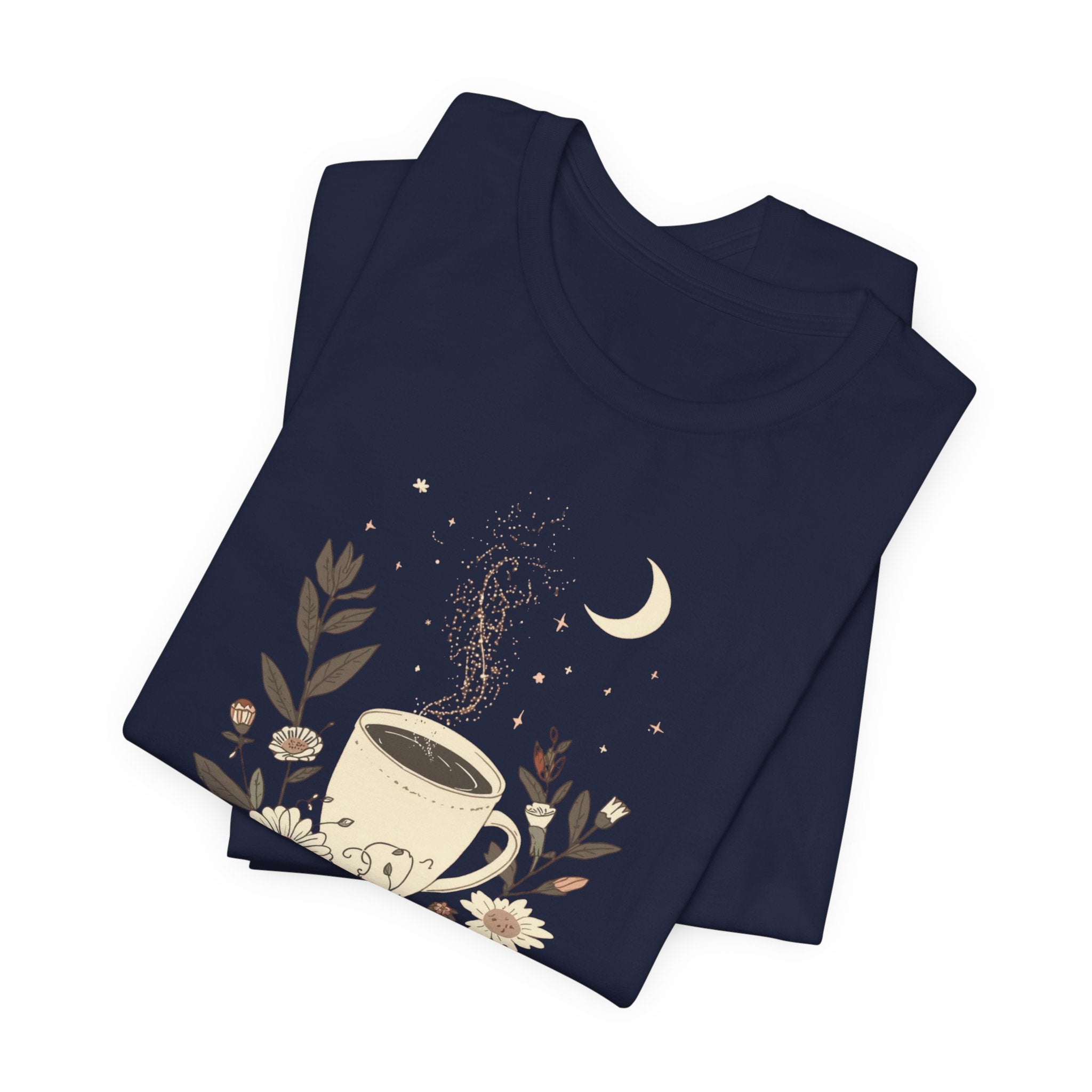 Moonlit Coffee & Wildflower Graphic T-Shirt