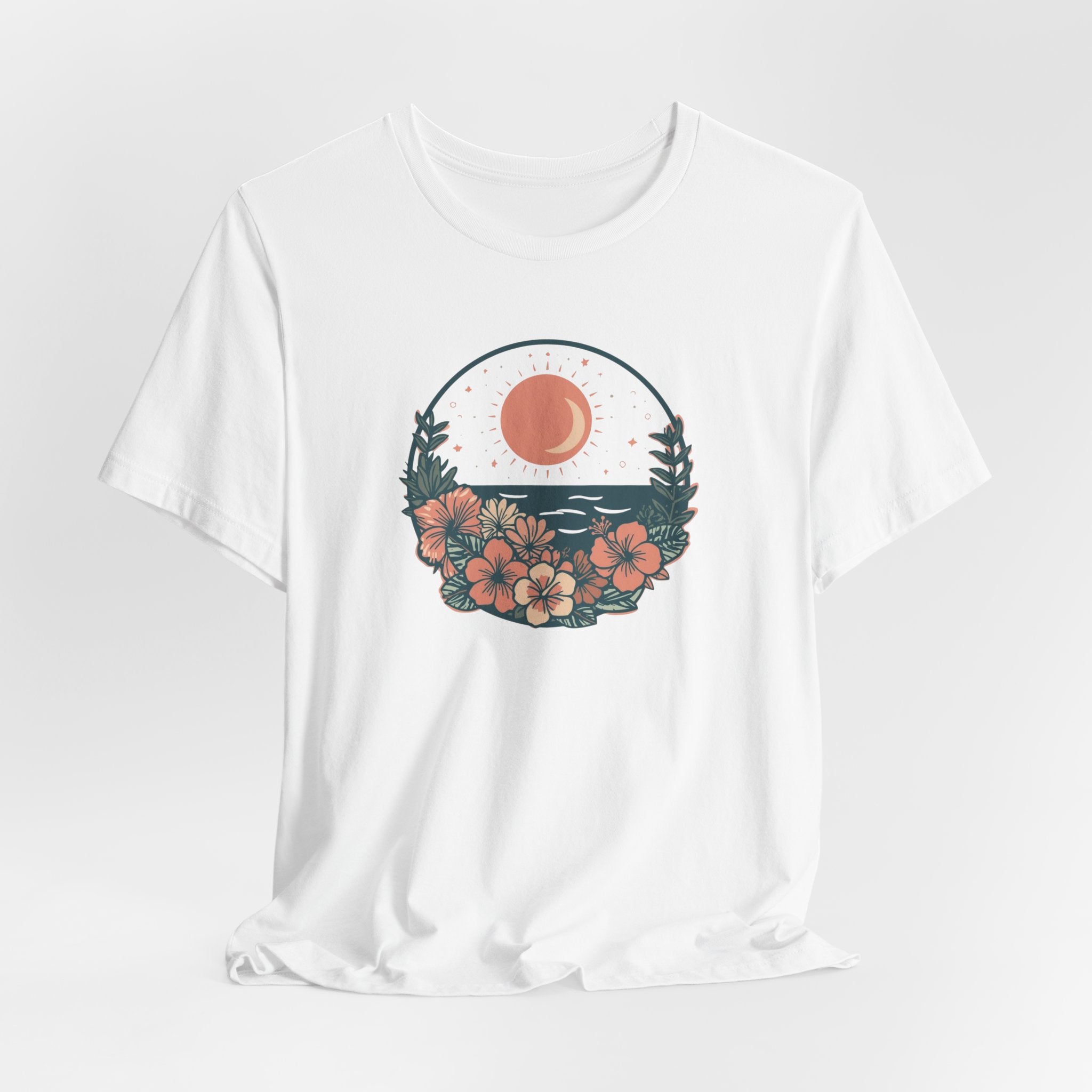 Sunset Ocean Moon Floral T-Shirt