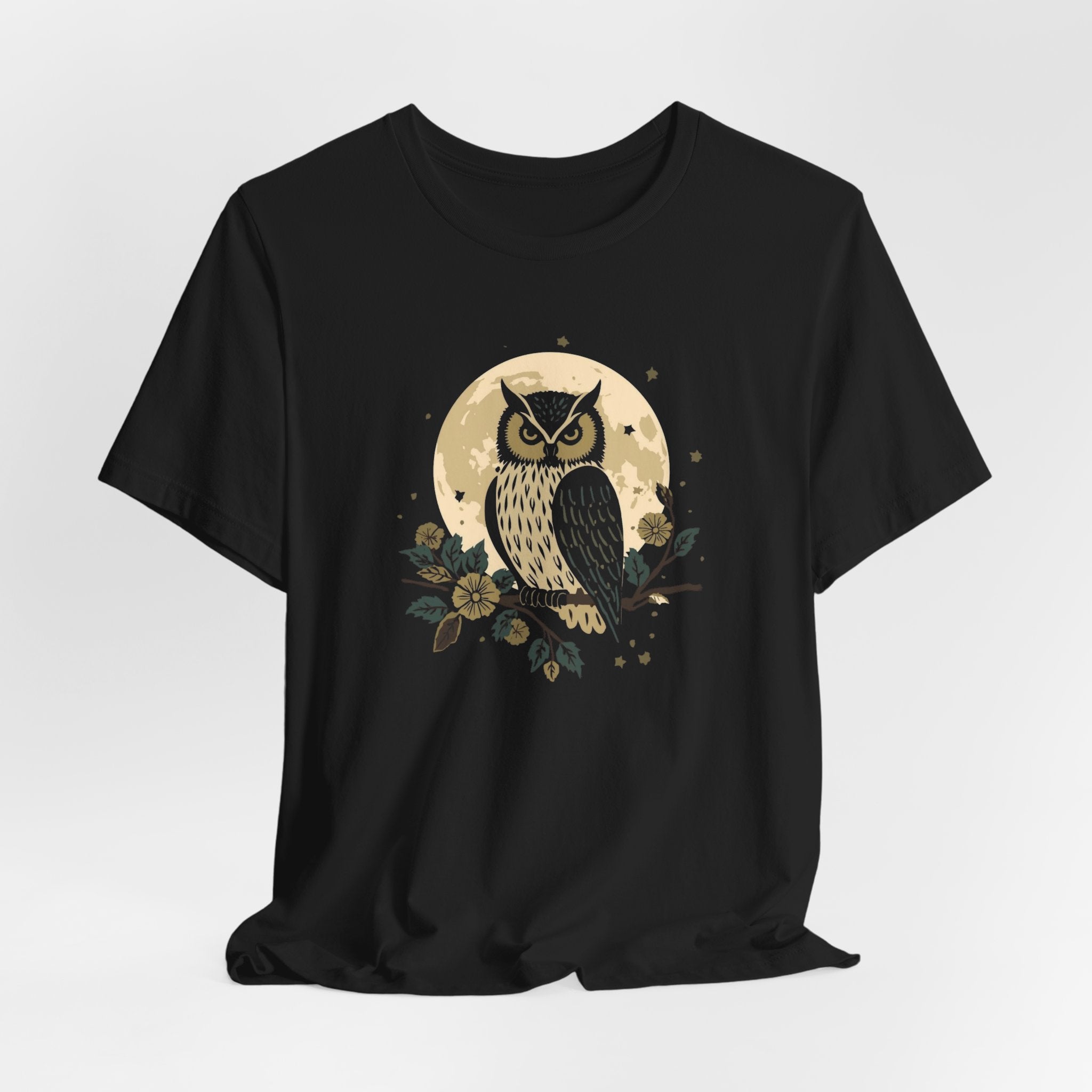 Moonlit Owl Botanical Graphic T-Shirt