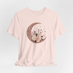 Rose Gold Celestial Moon Floral Graphic T-Shirt