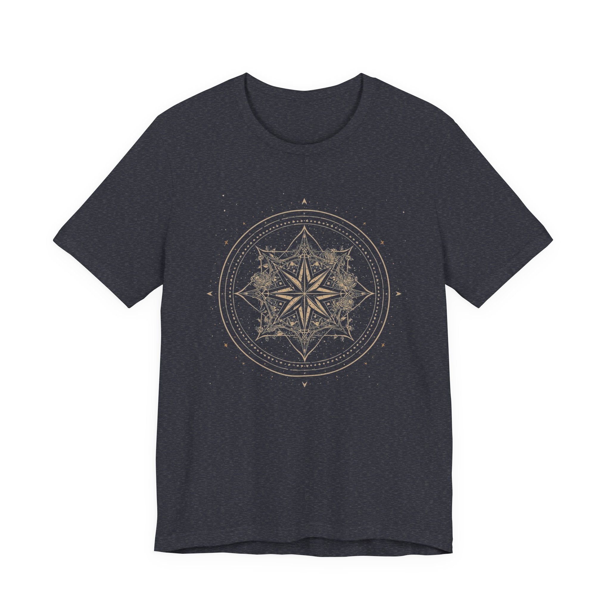 Celestial Compass Rose Floral Mandala Graphic T-Shirt