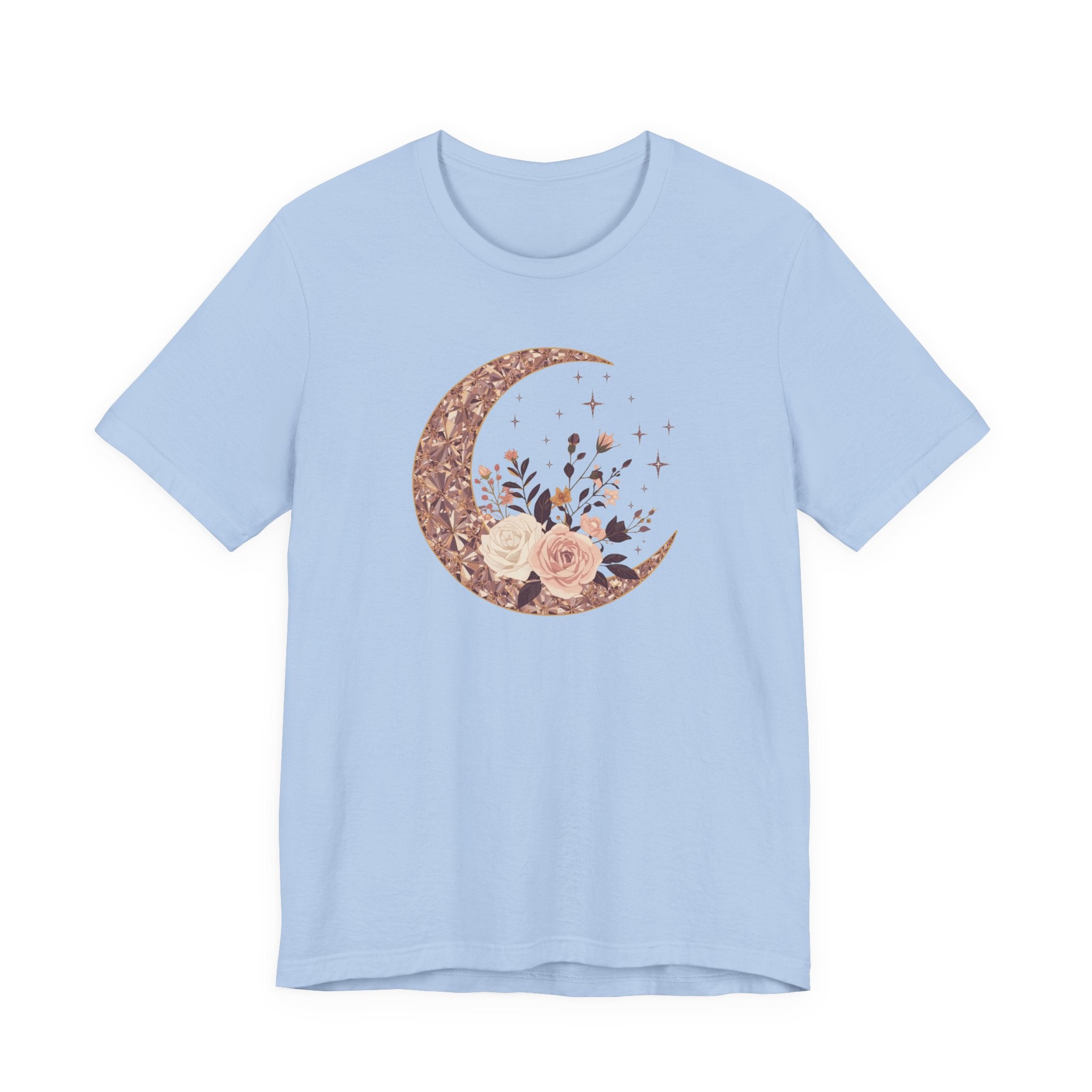 Rose Gold Celestial Moon Floral Graphic T-Shirt