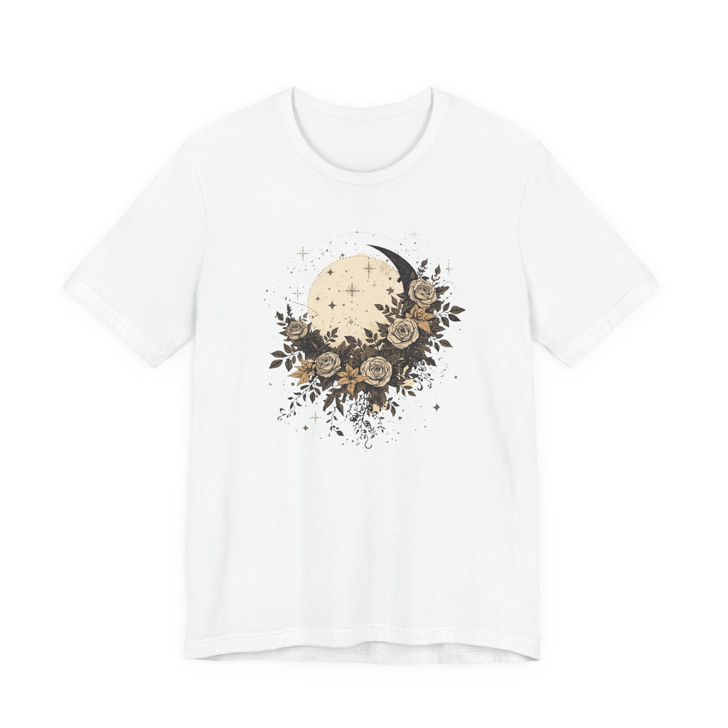 Celestial Moon & Roses Graphic T-Shirt