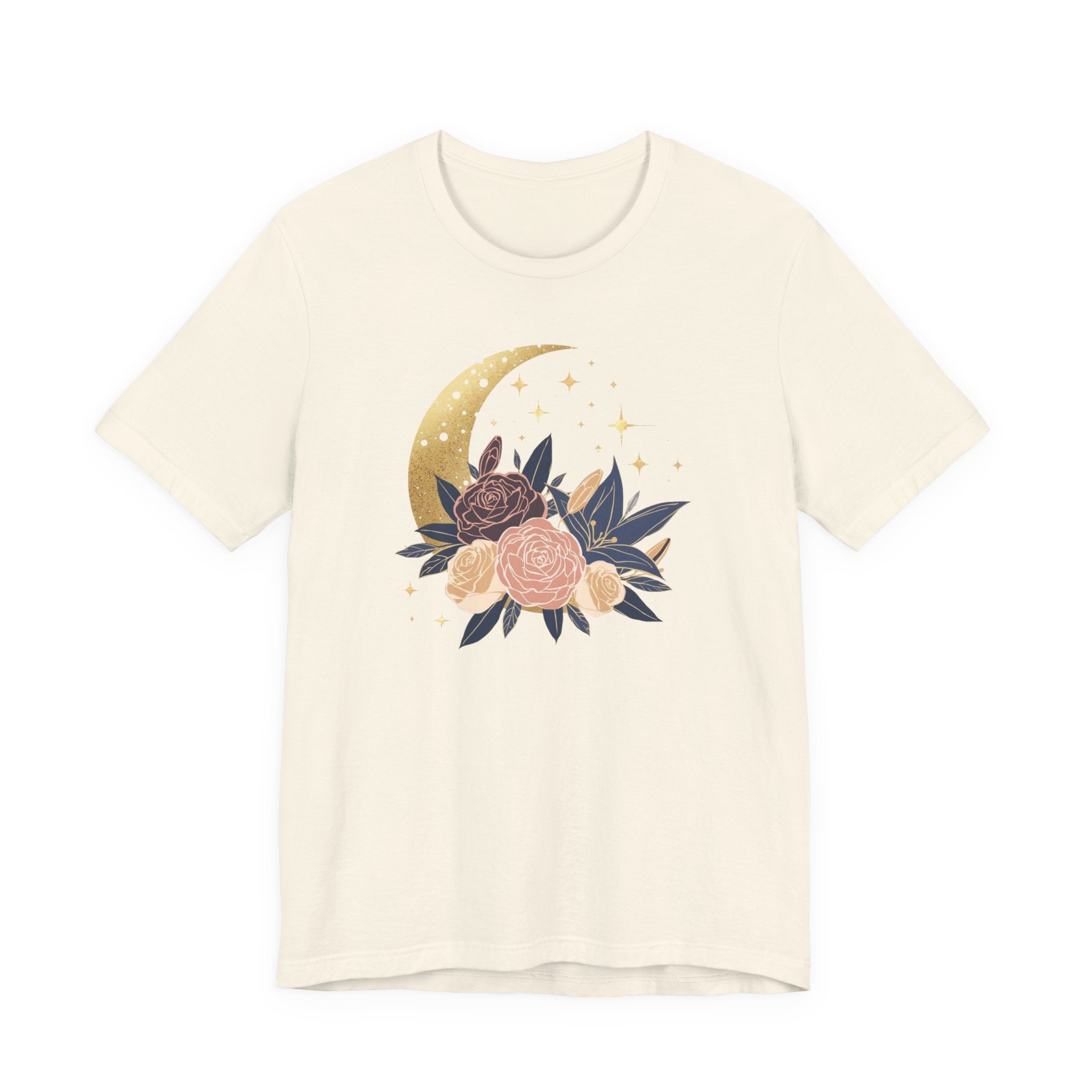 Golden Moon & Roses Celestial Graphic T-Shirt