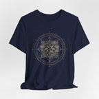 Celestial Compass Rose Floral Mandala Graphic T-Shirt