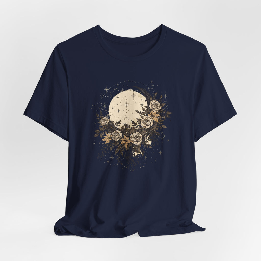 Celestial Moon & Roses Graphic T-Shirt