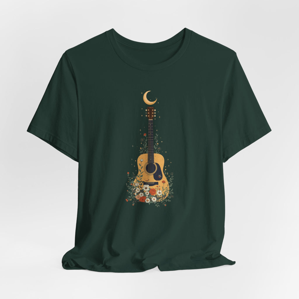 Celestial Floral Guitar Graphic T-Shirt