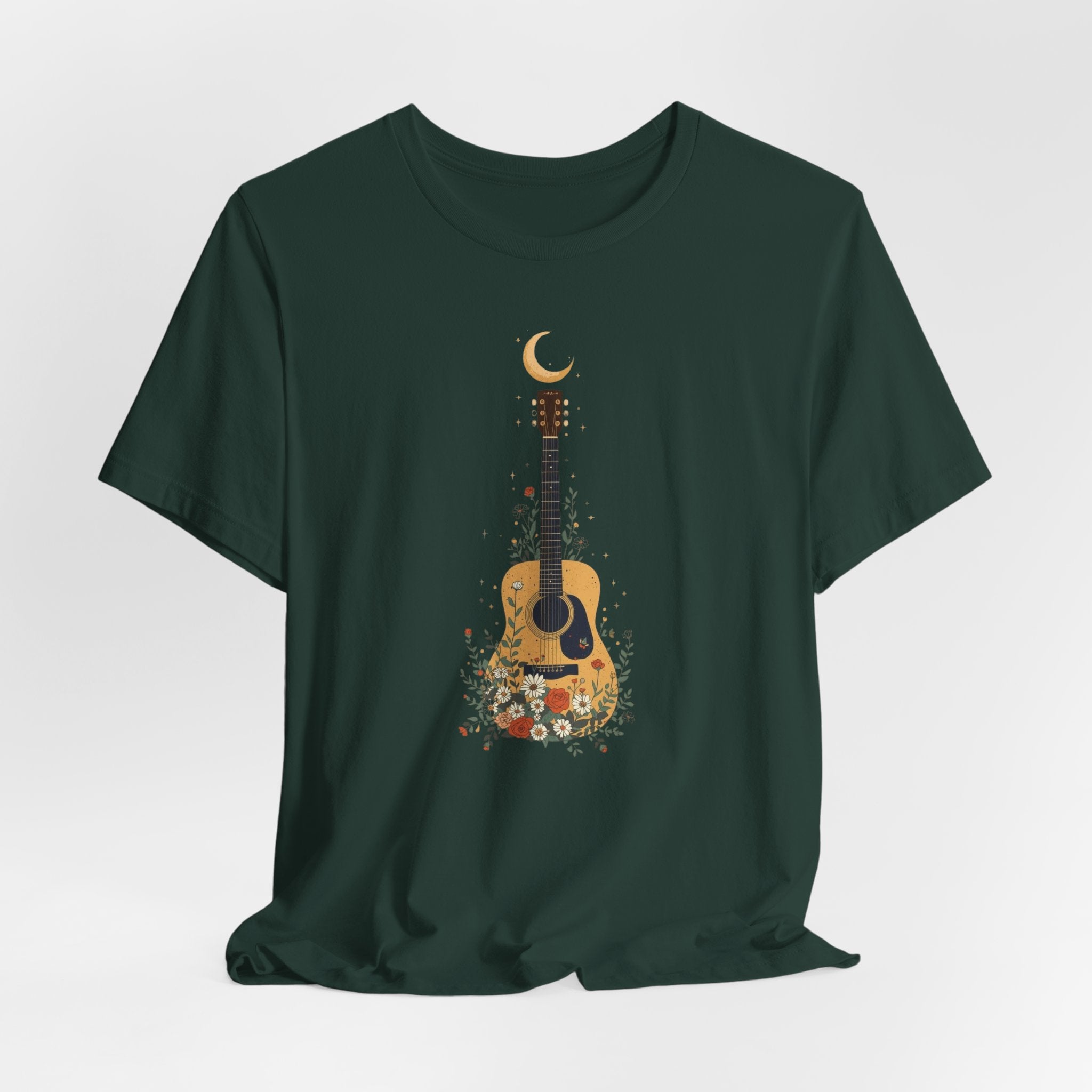Celestial Floral Guitar Graphic T-Shirt