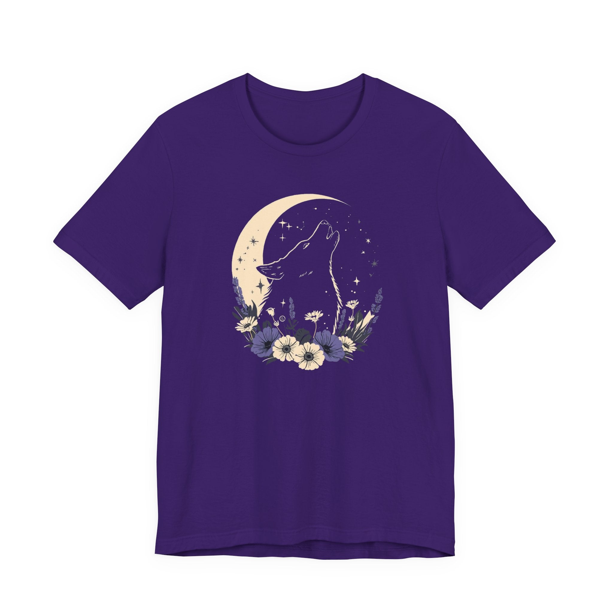 Moonlit Wolf Wildflower Graphic T-Shirt
