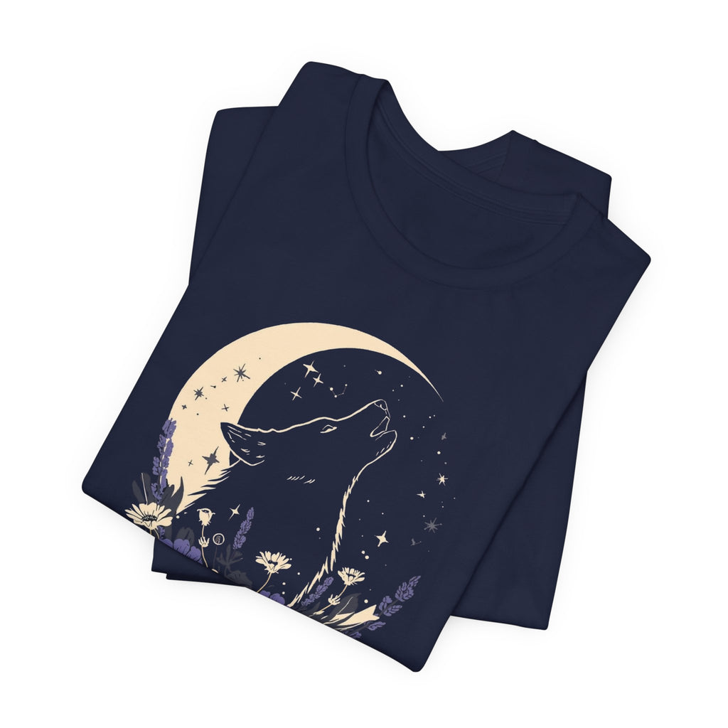 Moonlit Wolf Wildflower Graphic T-Shirt