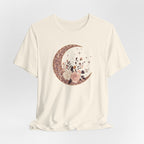 Rose Gold Celestial Moon Floral Graphic T-Shirt