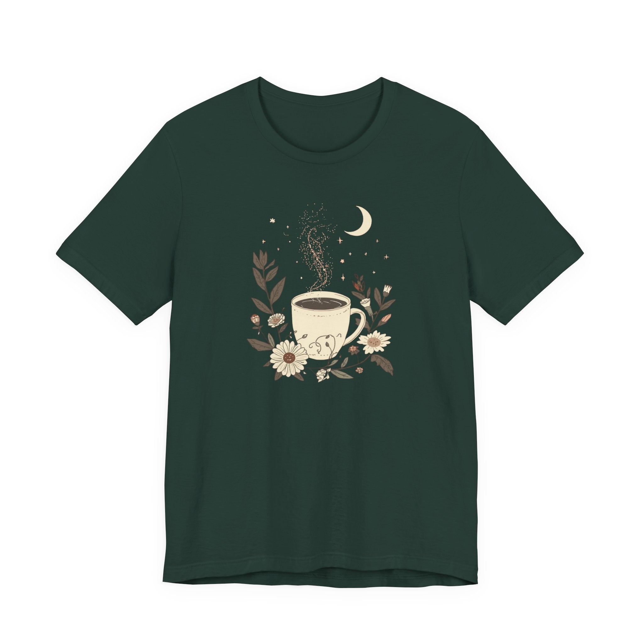 Moonlit Coffee & Wildflower Graphic T-Shirt