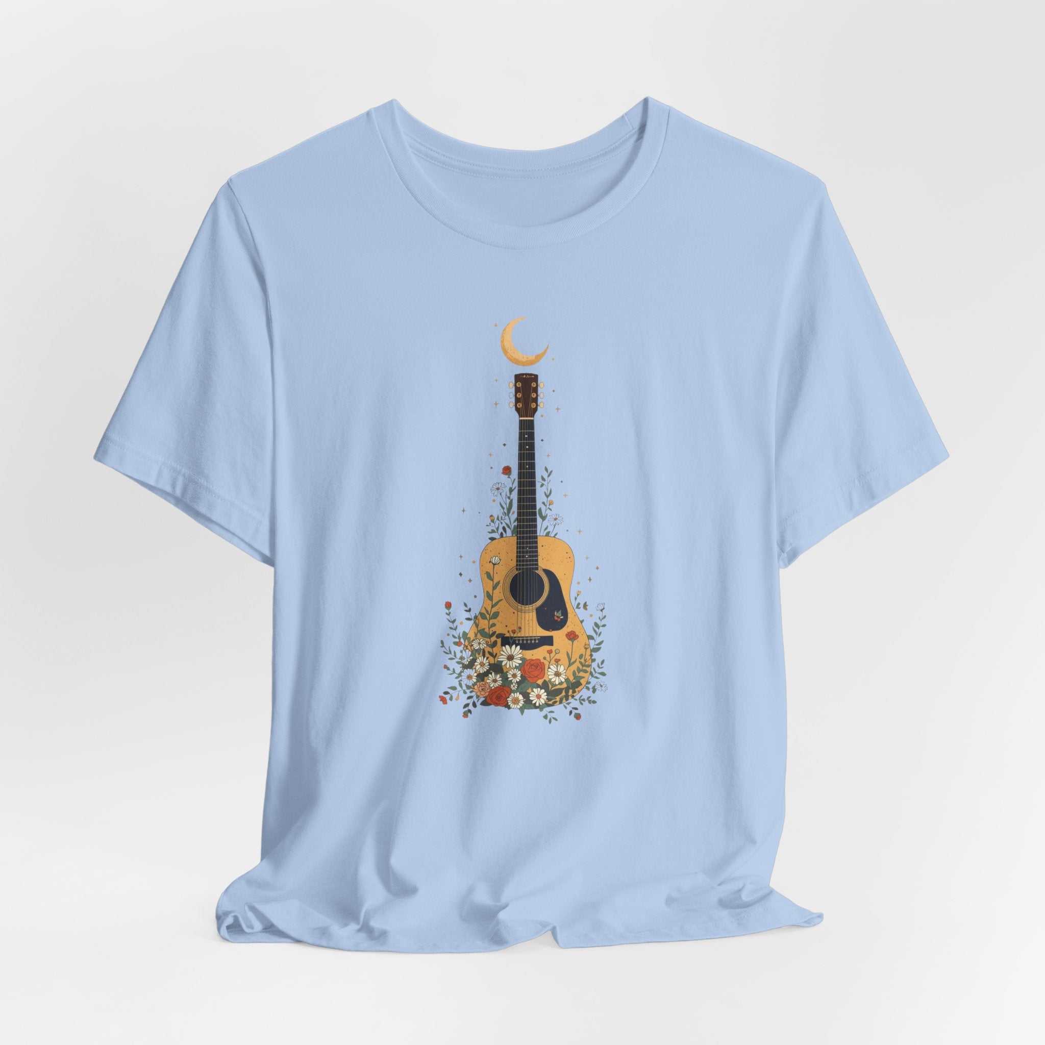 Celestial Floral Guitar Graphic T-Shirt