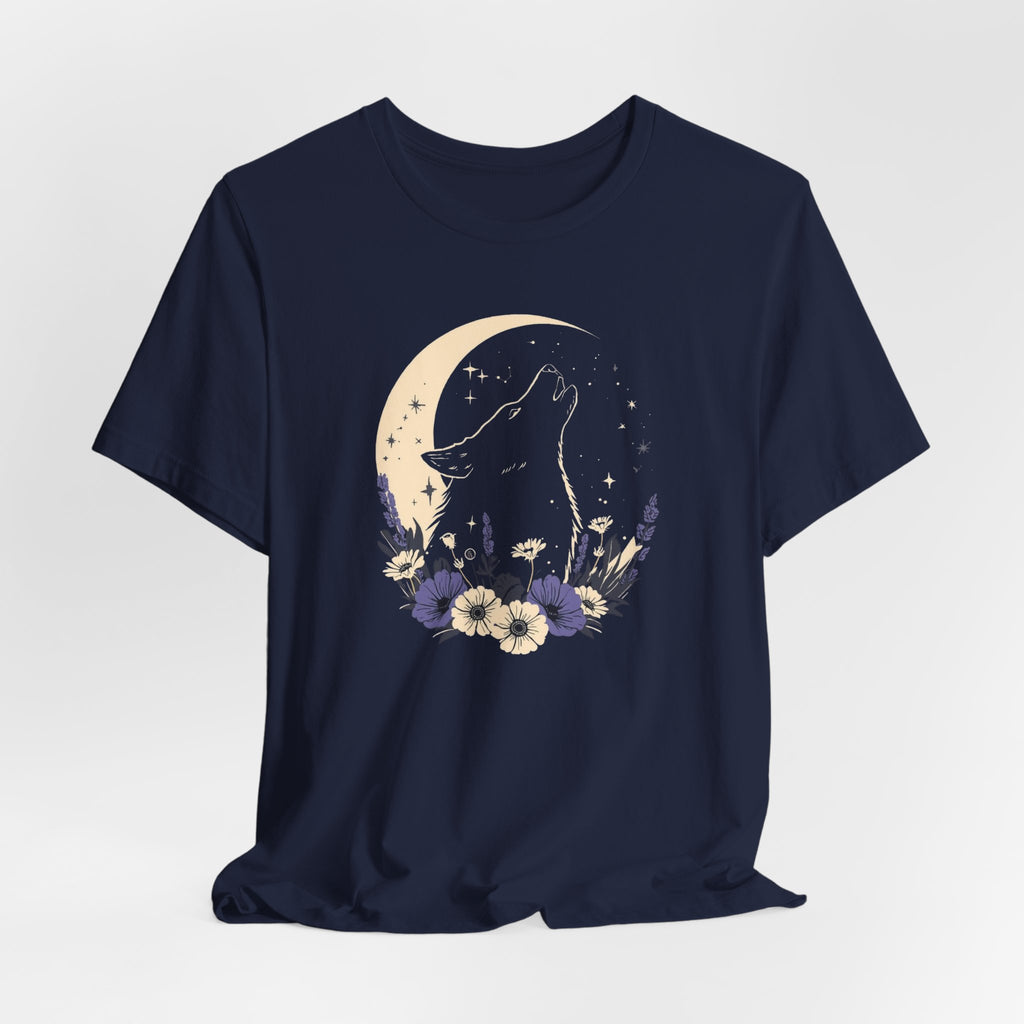 Moonlit Wolf Wildflower Graphic T-Shirt