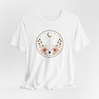 Minimal Celestial Floral Moon Graphic Tee