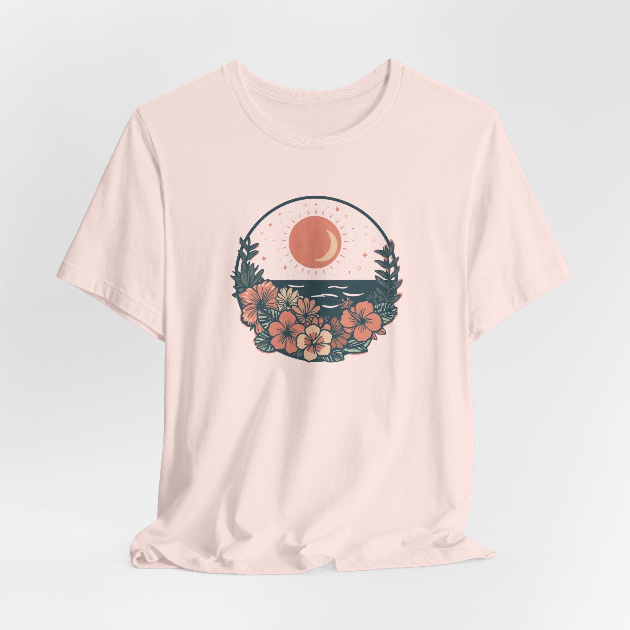 Sunset Ocean Moon Floral T-Shirt