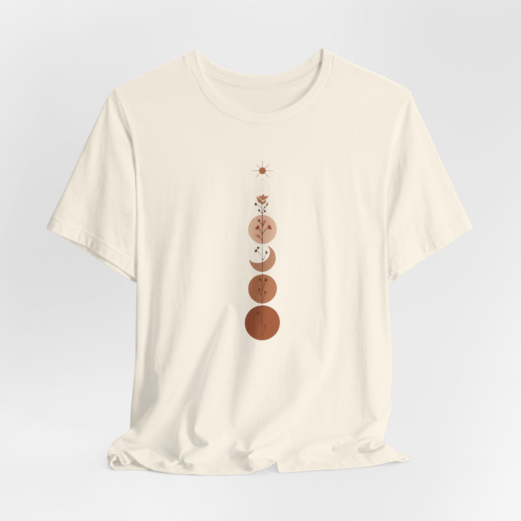 Warm Scandinavian Crescent Moon and Flowers T-Shirt