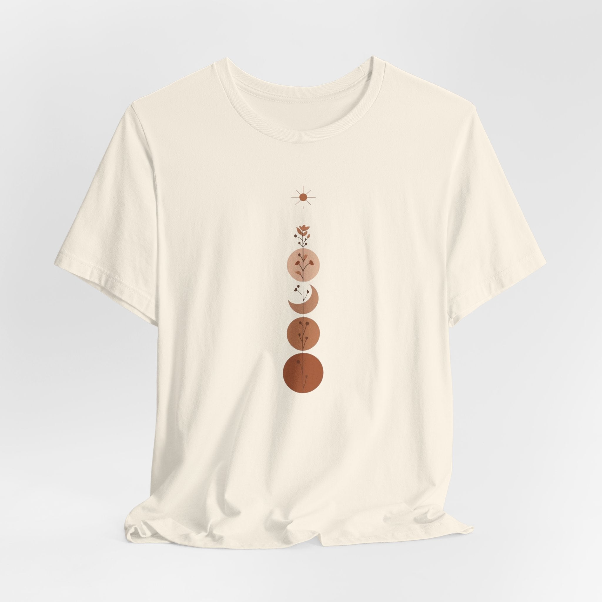 Warm Scandinavian Crescent Moon and Flowers T-Shirt