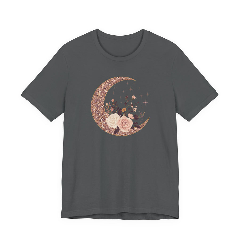 Rose Gold Celestial Moon Floral Graphic T-Shirt