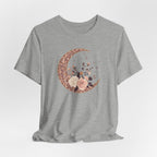 Rose Gold Celestial Moon Floral Graphic T-Shirt