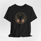 Minimal Celestial Floral Moon Graphic Tee