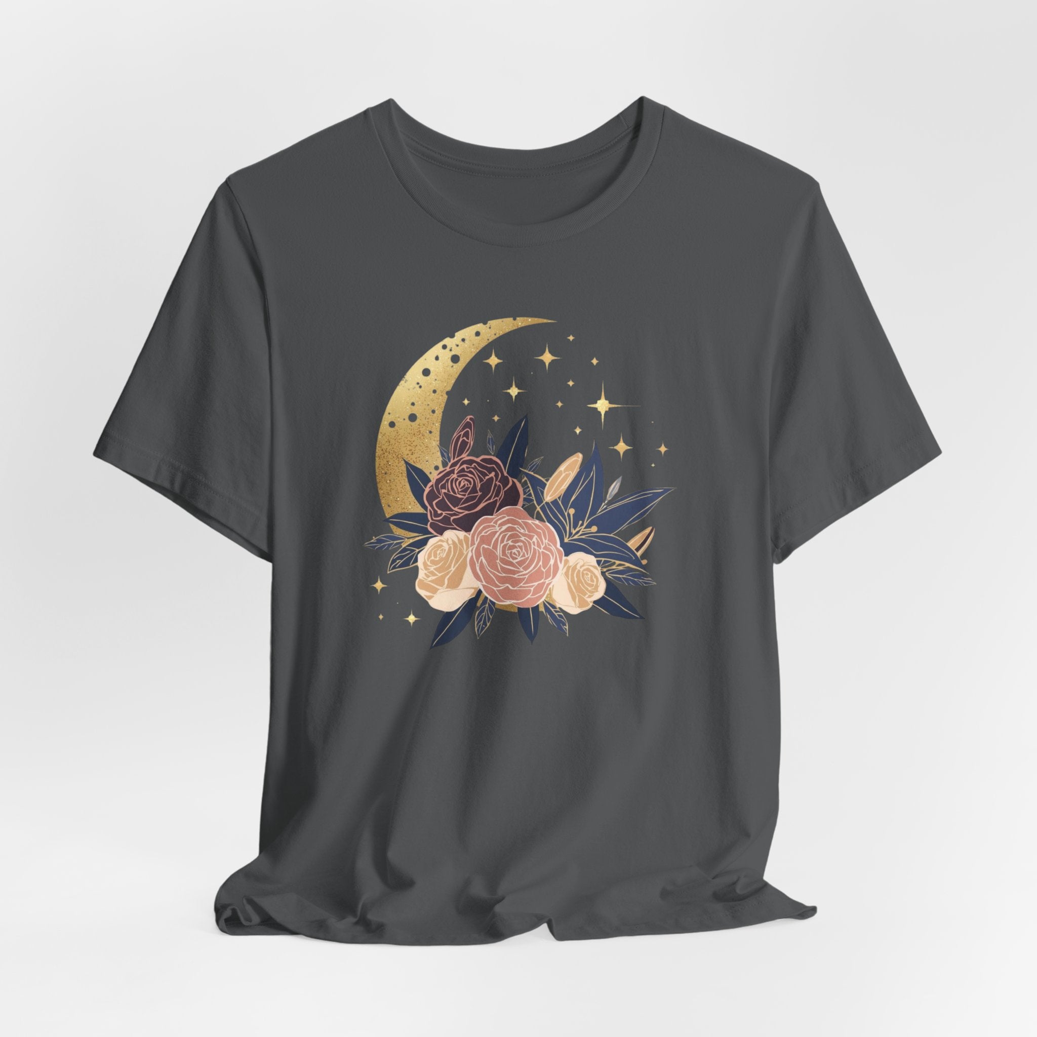 Golden Moon & Roses Celestial Graphic T-Shirt