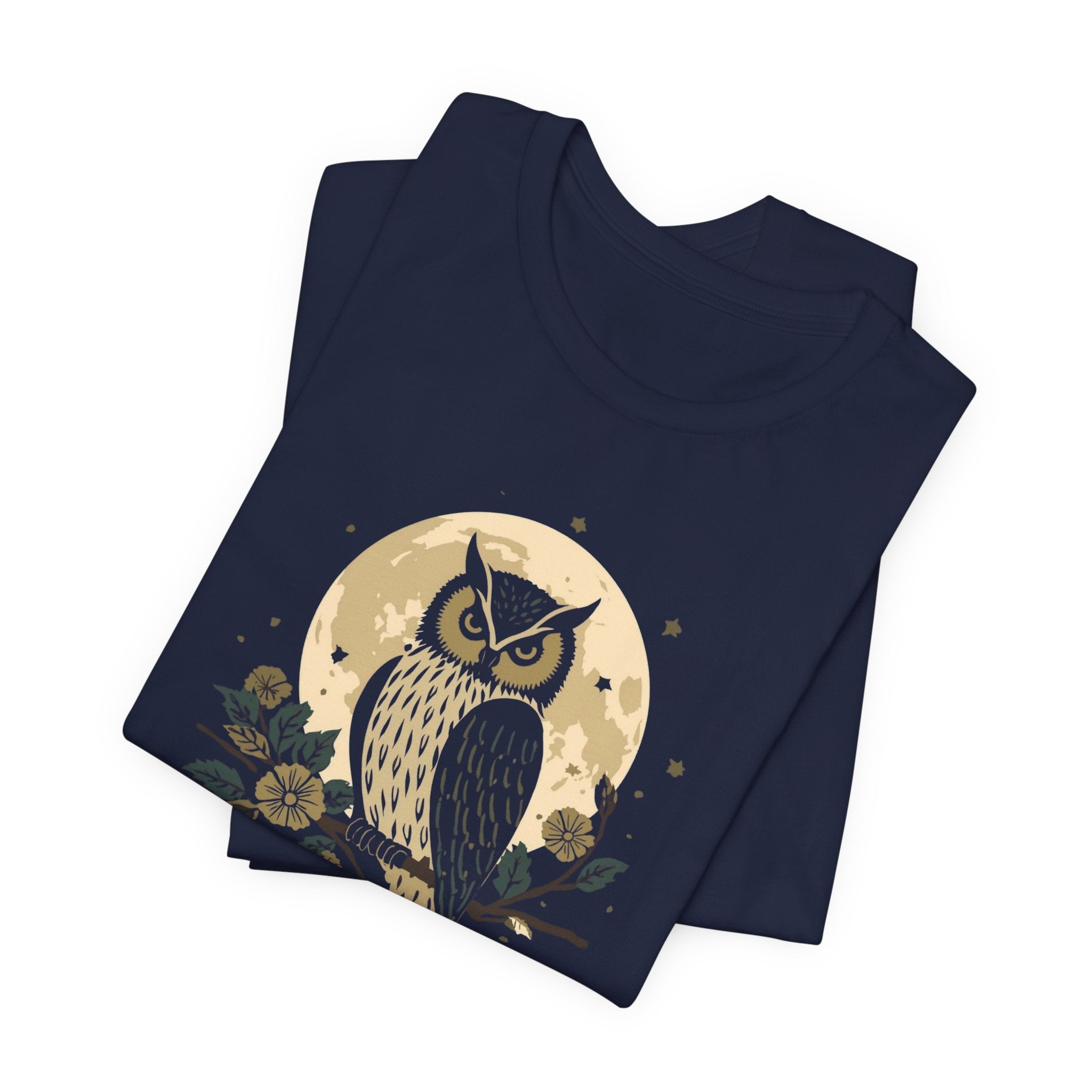 Moonlit Owl Botanical Graphic T-Shirt